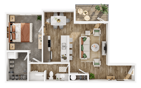Floor plan for 1 bed, 1 bath, 783 sqft